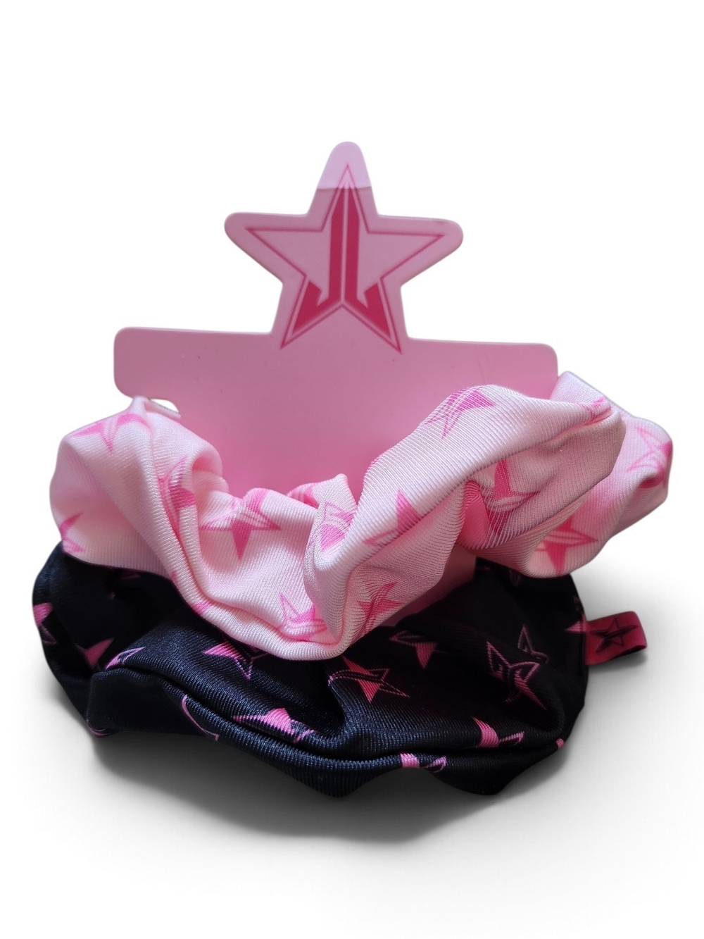 Jeffree Star NEW Pink & Black Star Print Hair Scrunchie Duo - Picture 2 of 2